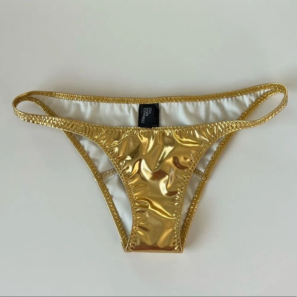 Lisa Marie Fernandez Y2K gold metallic foil bikini bottoms 0